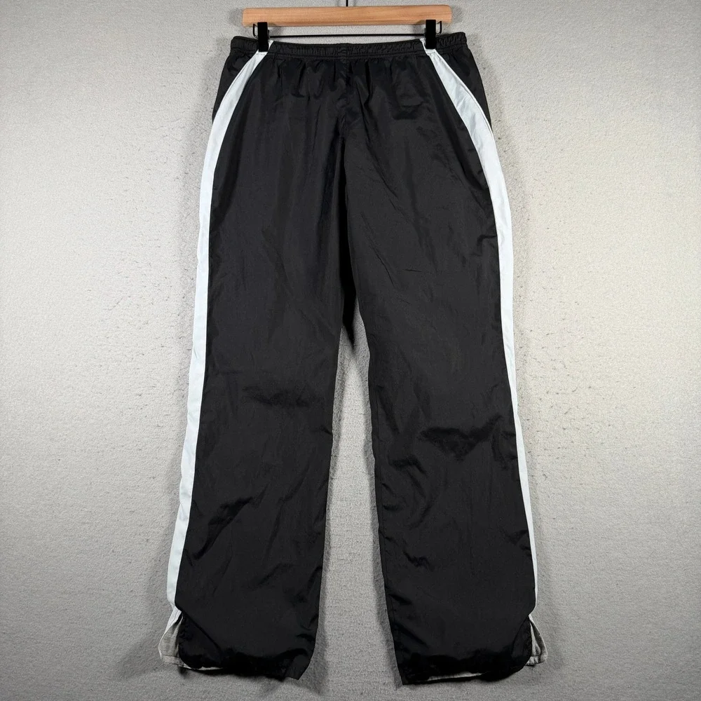 Vintage Old Navy Mens Track Pants Medium Black White Side Stripe Lined Athletic‎